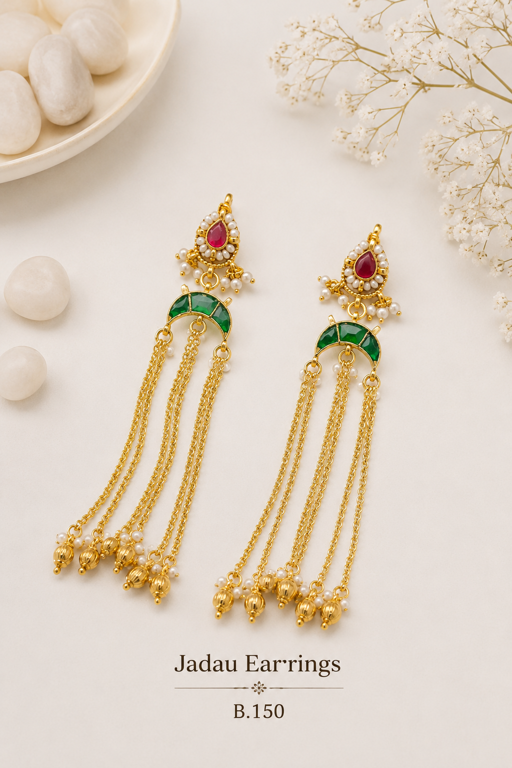 Pachi Kundan/ Jadau Earrings (Kashmiri)