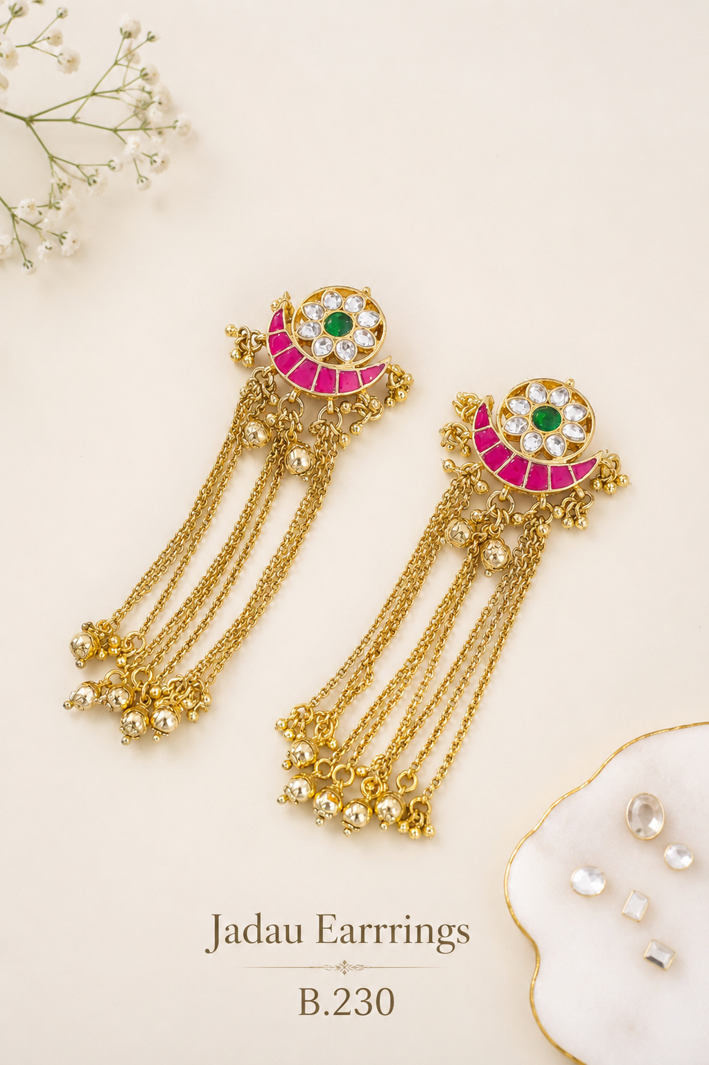 Pachi Kundan/ Jadau Earrings (Kashmiri)