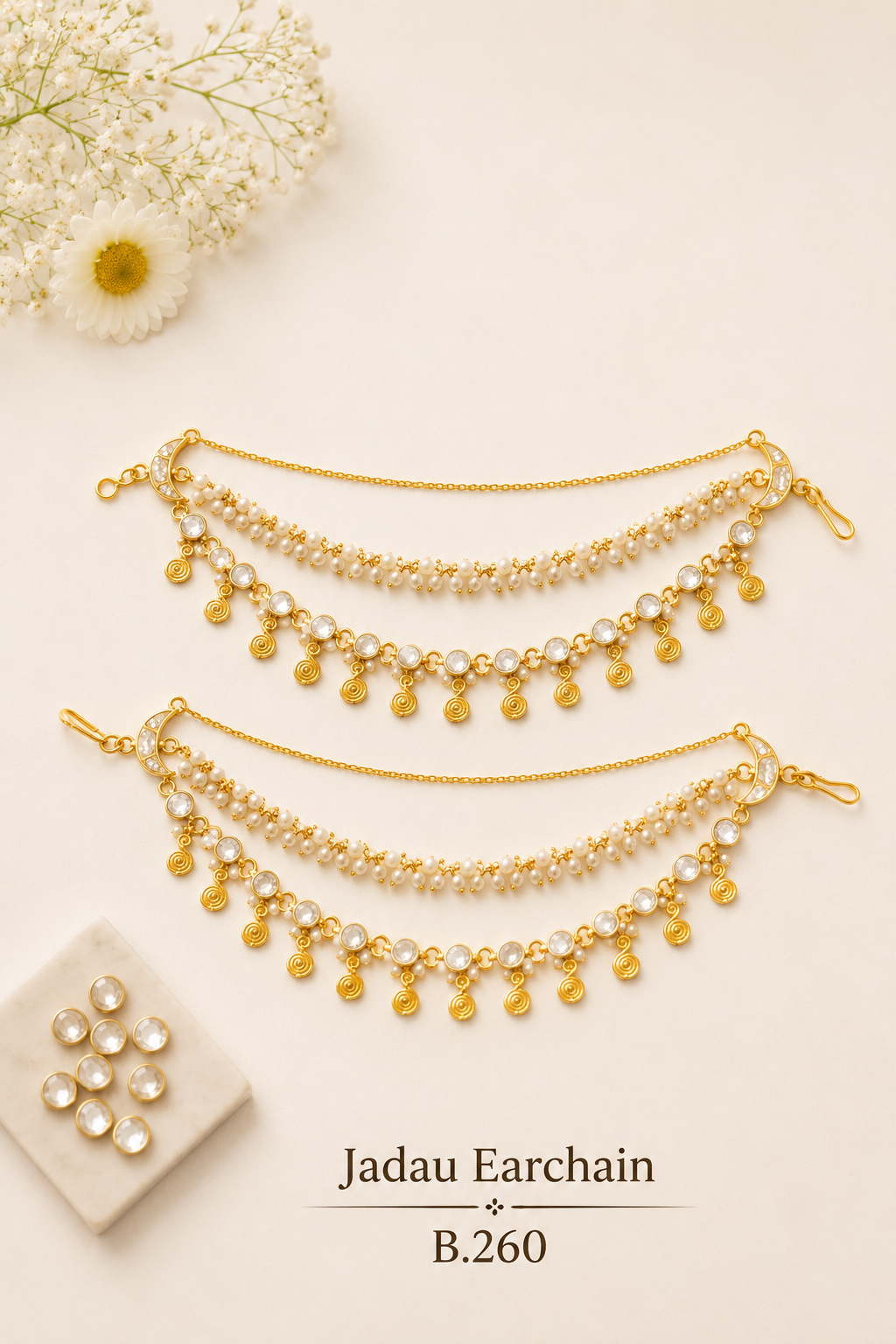 Pachi-Kundan/Jadau Earchain