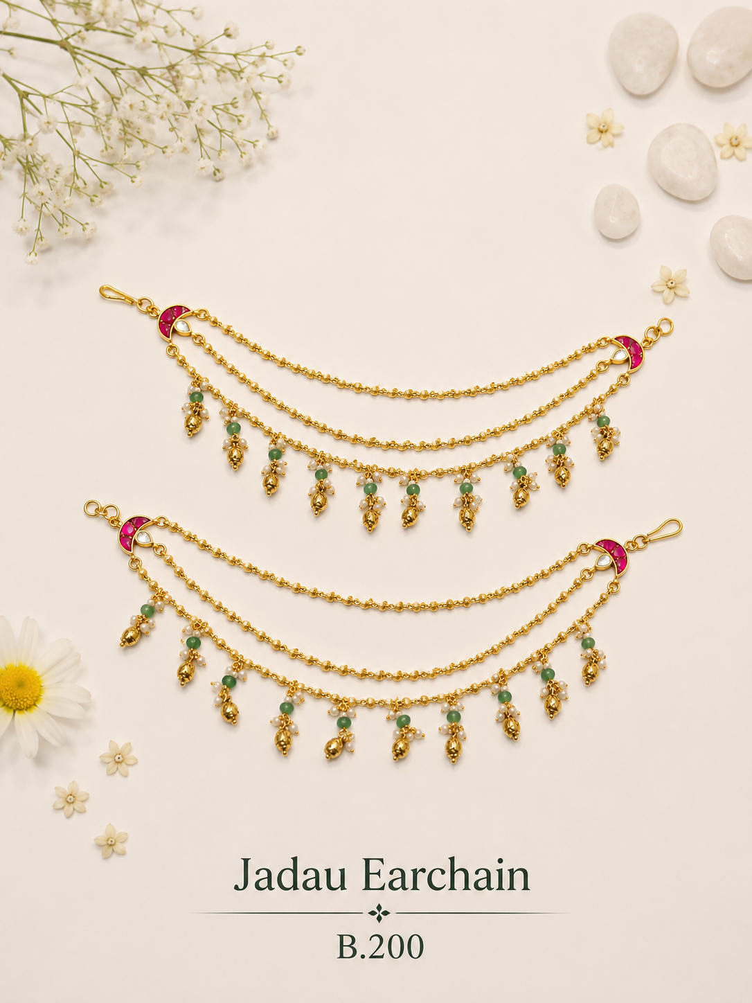 Pachi-Kundan/Jadau Earchain