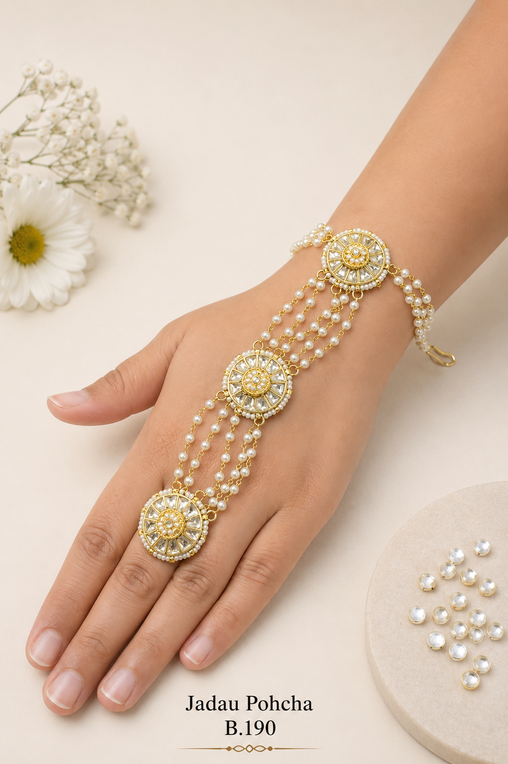 Pachi Kundan/ Jadau Hath Phool [Pohcha]