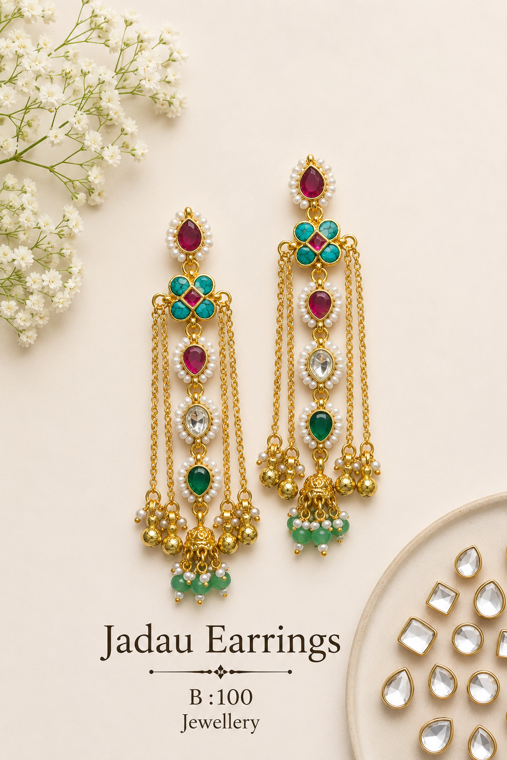 Pachi Kundan/ Jadau Earrings