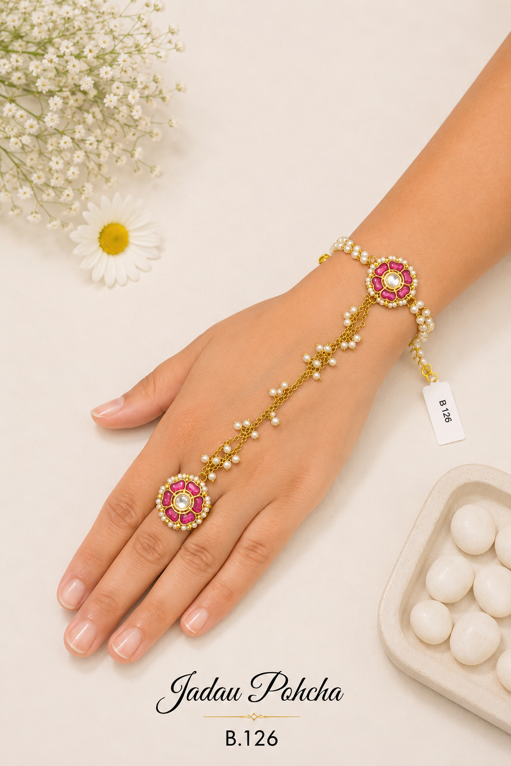 Pachi Kundan/ Jadau Hath Phool [Pohcha]