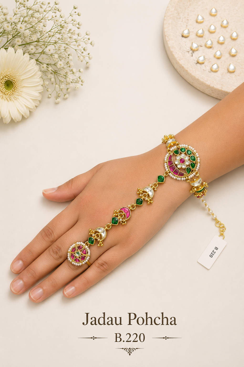 Pachi Kundan/ Jadau Hath Phool [Pohcha]