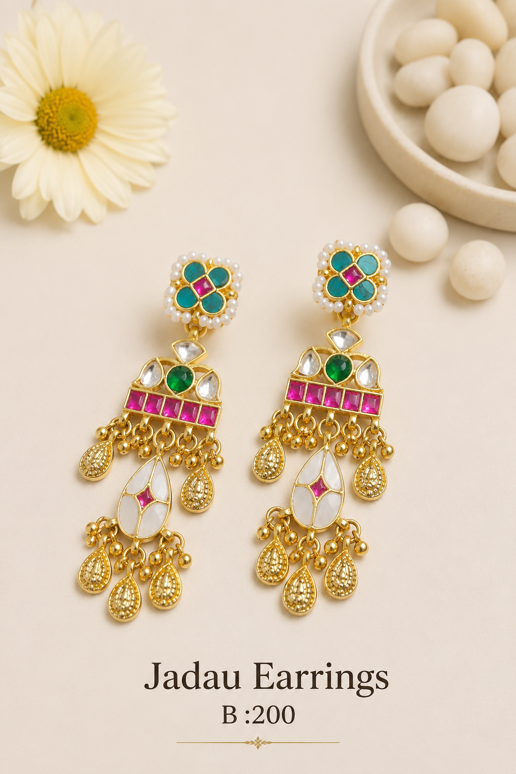Pachi Kundan/ Jadau Earrings