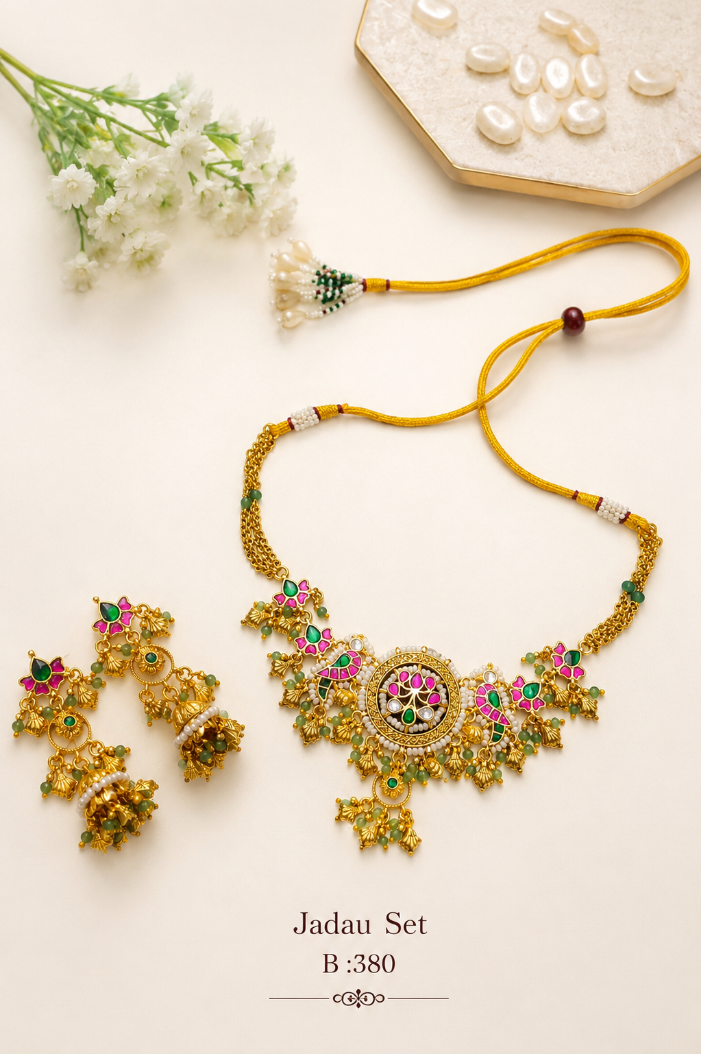 Pachi Kundan/ Jadau Necklace Set