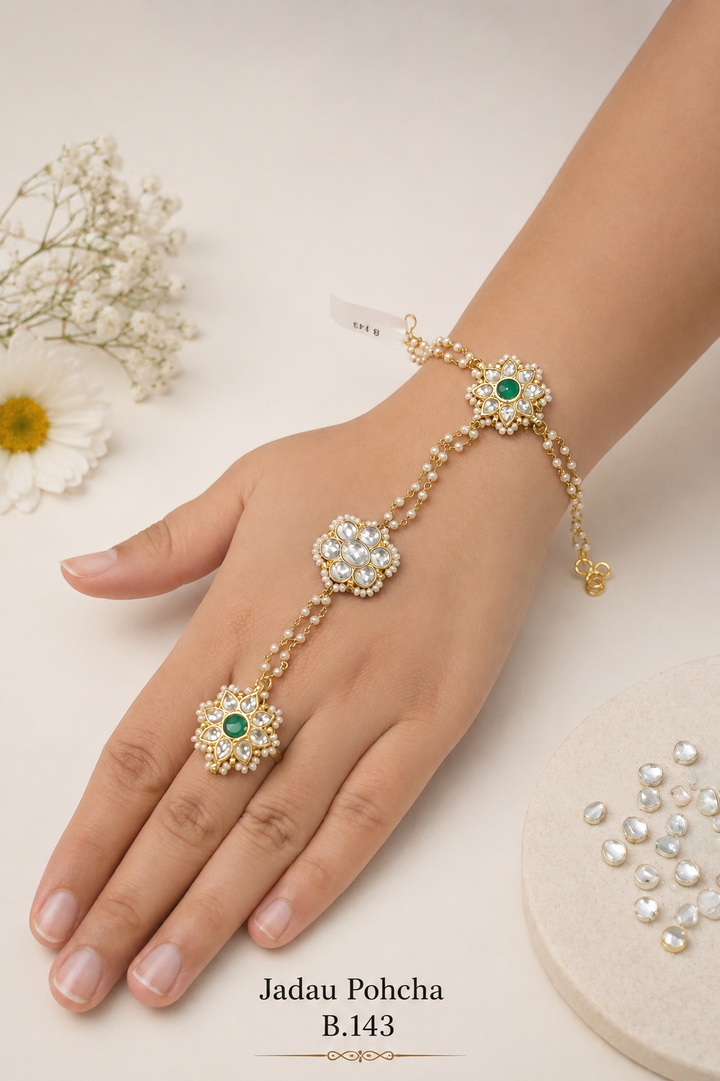 Pachi Kundan/ Jadau Hath Phool [Pohcha]