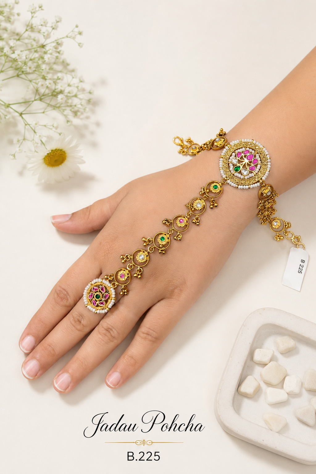 Pachi Kundan/ Jadau Hath Phool [Pohcha]