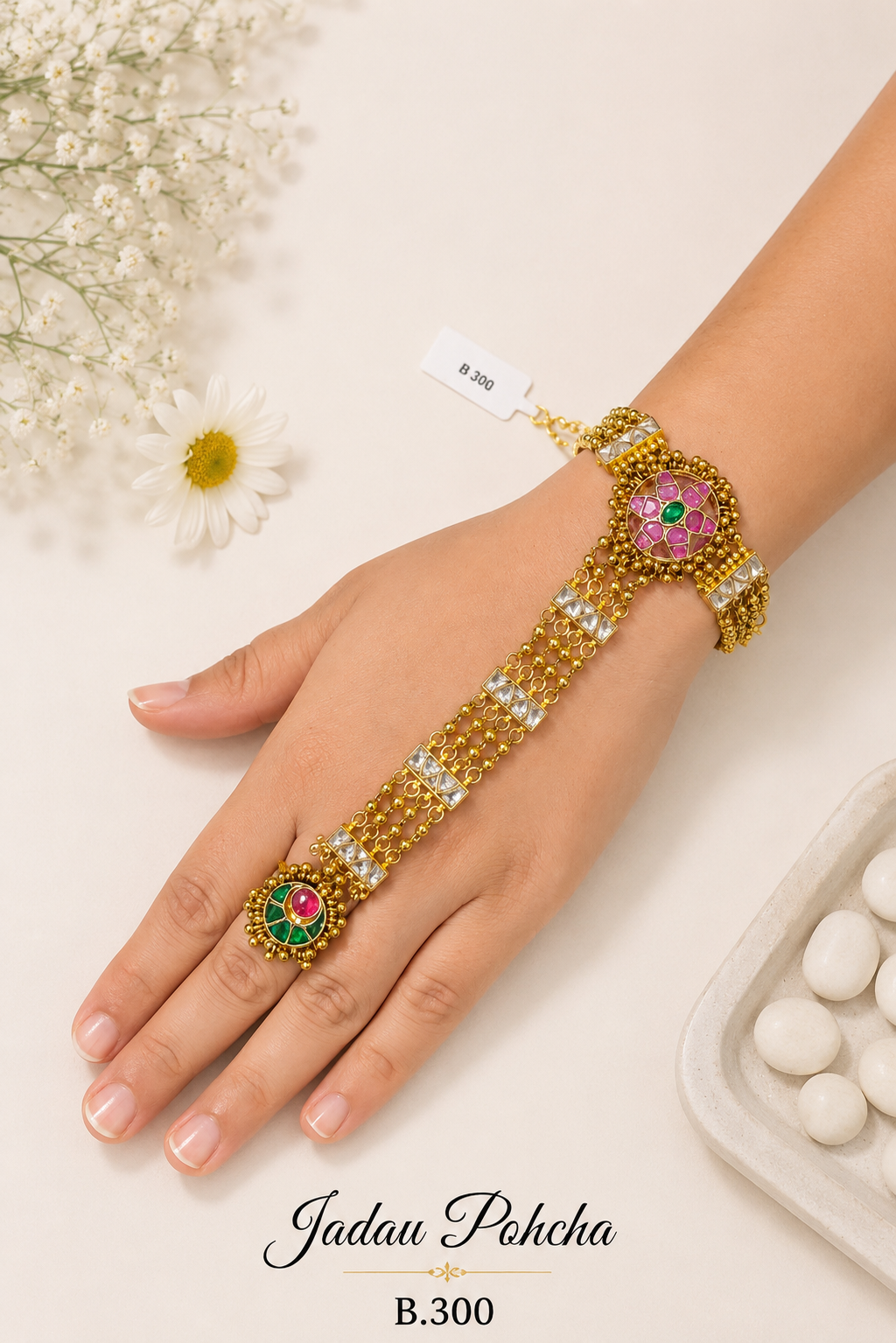 Pachi Kundan/ Jadau Hath Phool [Pohcha]