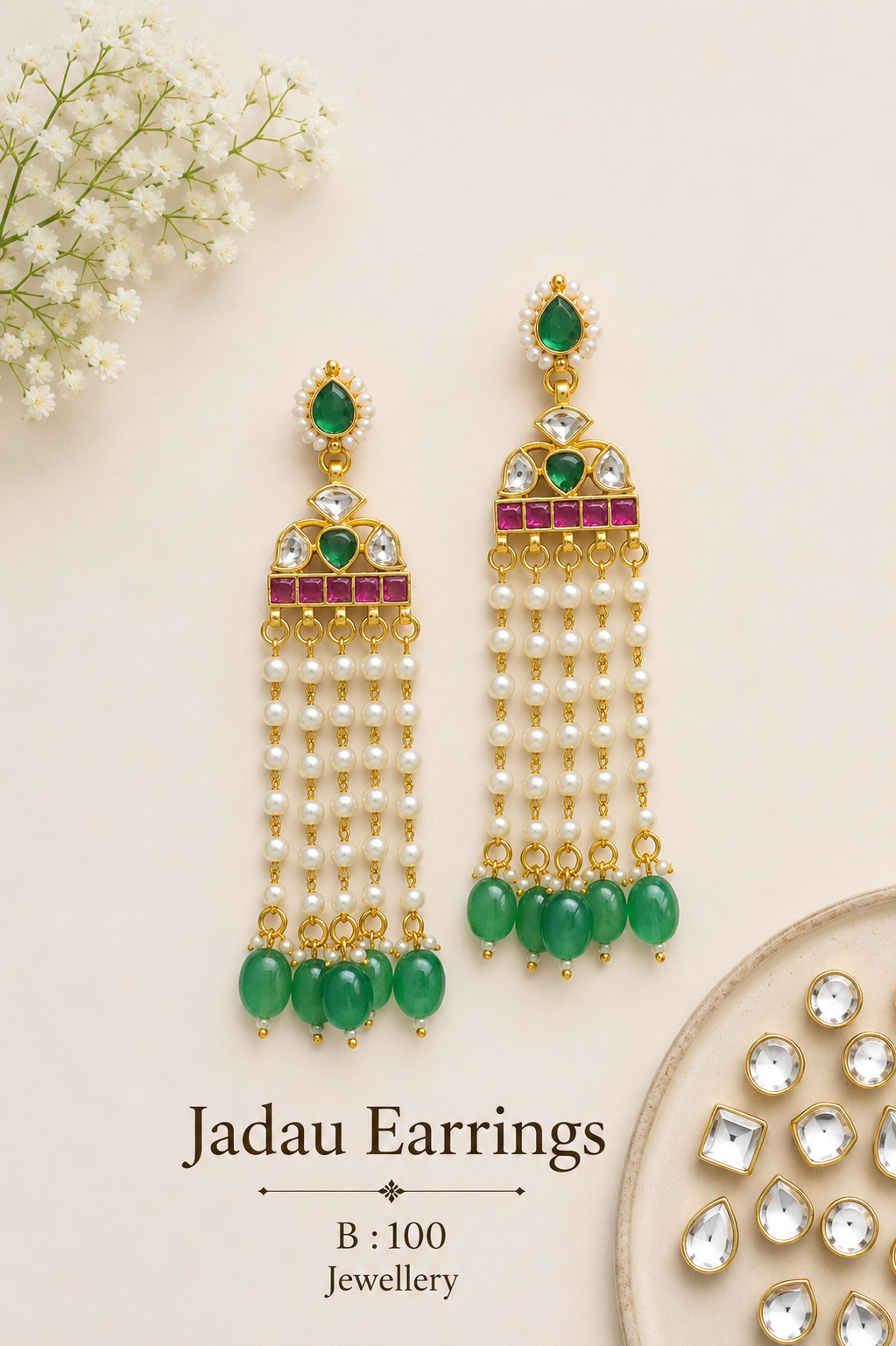 Pachi Kundan/ Jadau Earrings