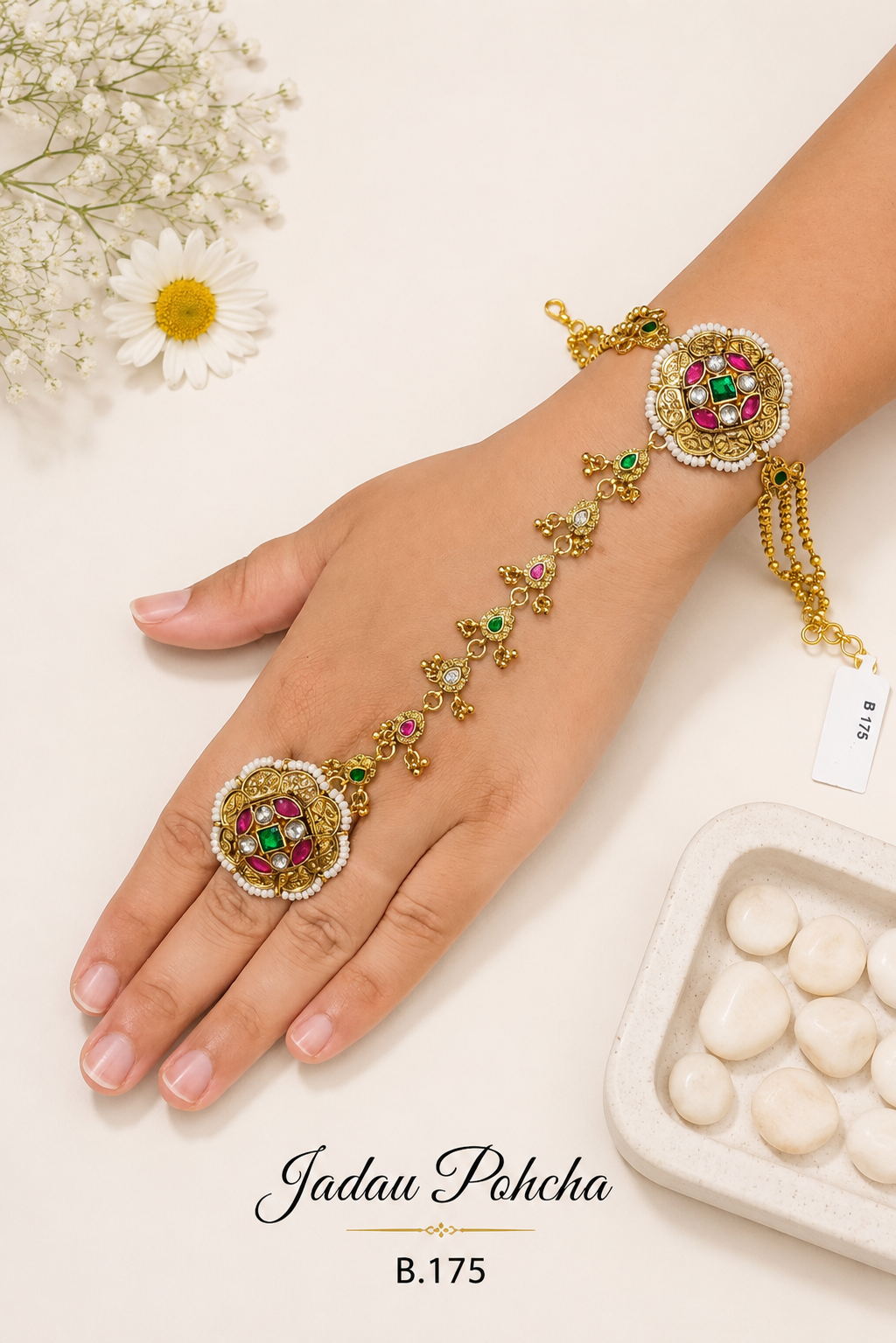 Pachi Kundan/ Jadau Hath Phool [Pohcha]