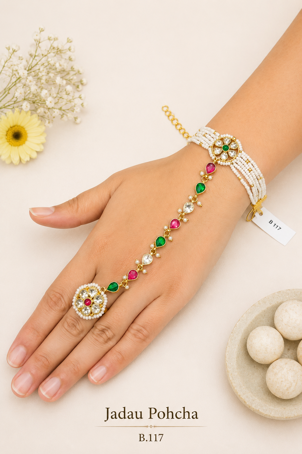 Pachi Kundan/ Jadau Hath Phool [Pohcha]