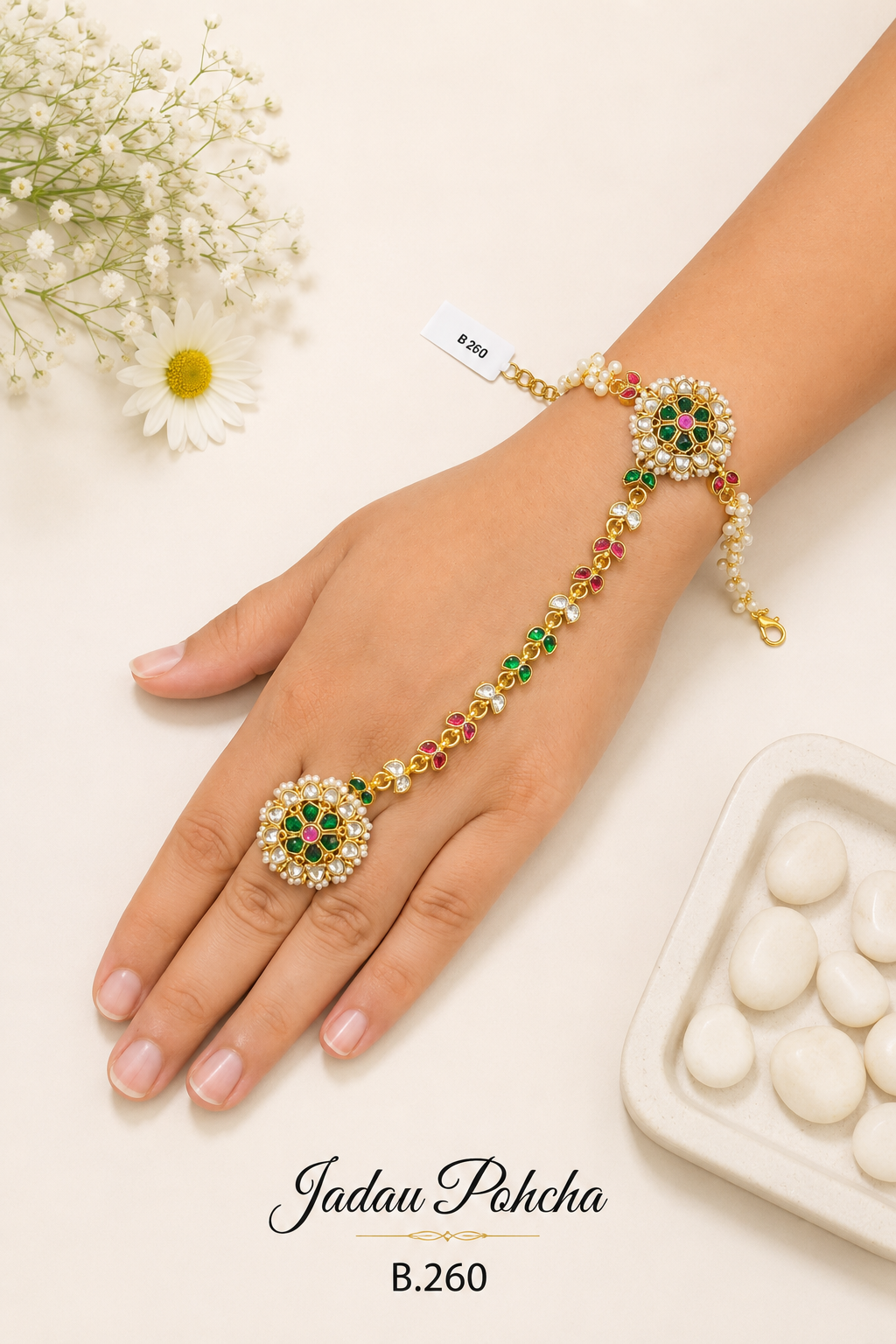 Pachi Kundan/ Jadau Hath Phool [Pohcha]