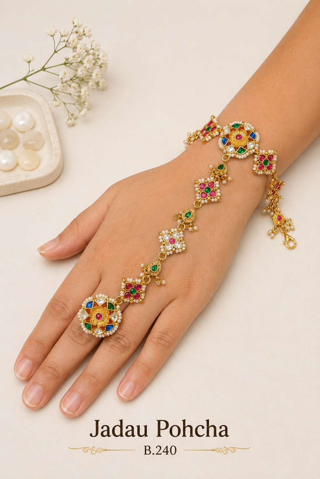 Pachi Kundan/ Jadau Hath Phool [Pohcha]