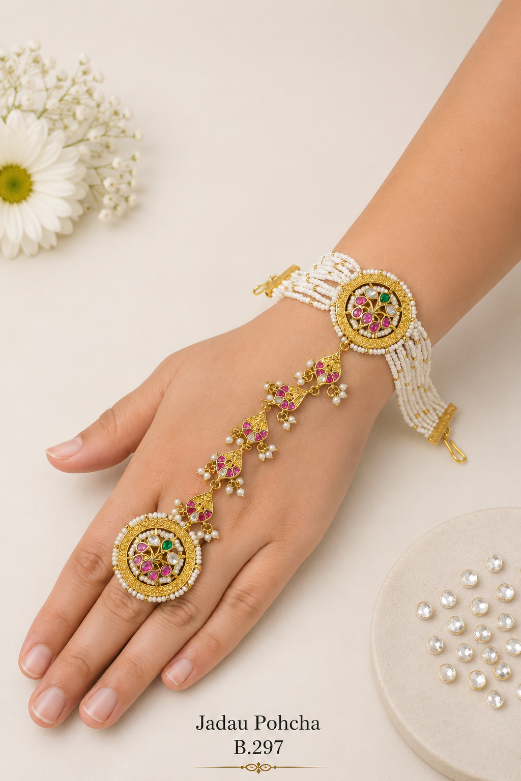 Pachi Kundan/ Jadau Hath Phool [Pohcha]