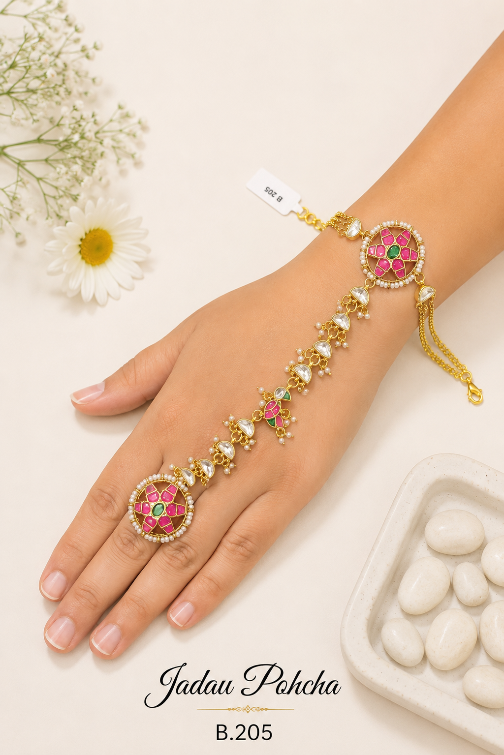 Pachi Kundan/ Jadau Hath Phool [Pohcha]