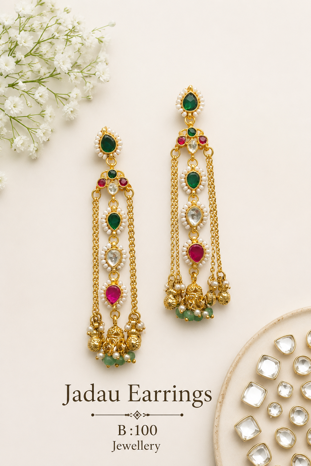 Pachi Kundan/ Jadau Earrings
