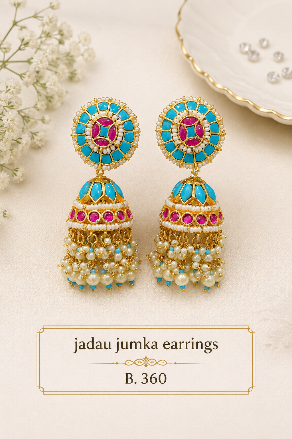 Pachi Kundan/ Jadau Jumkha Earrings