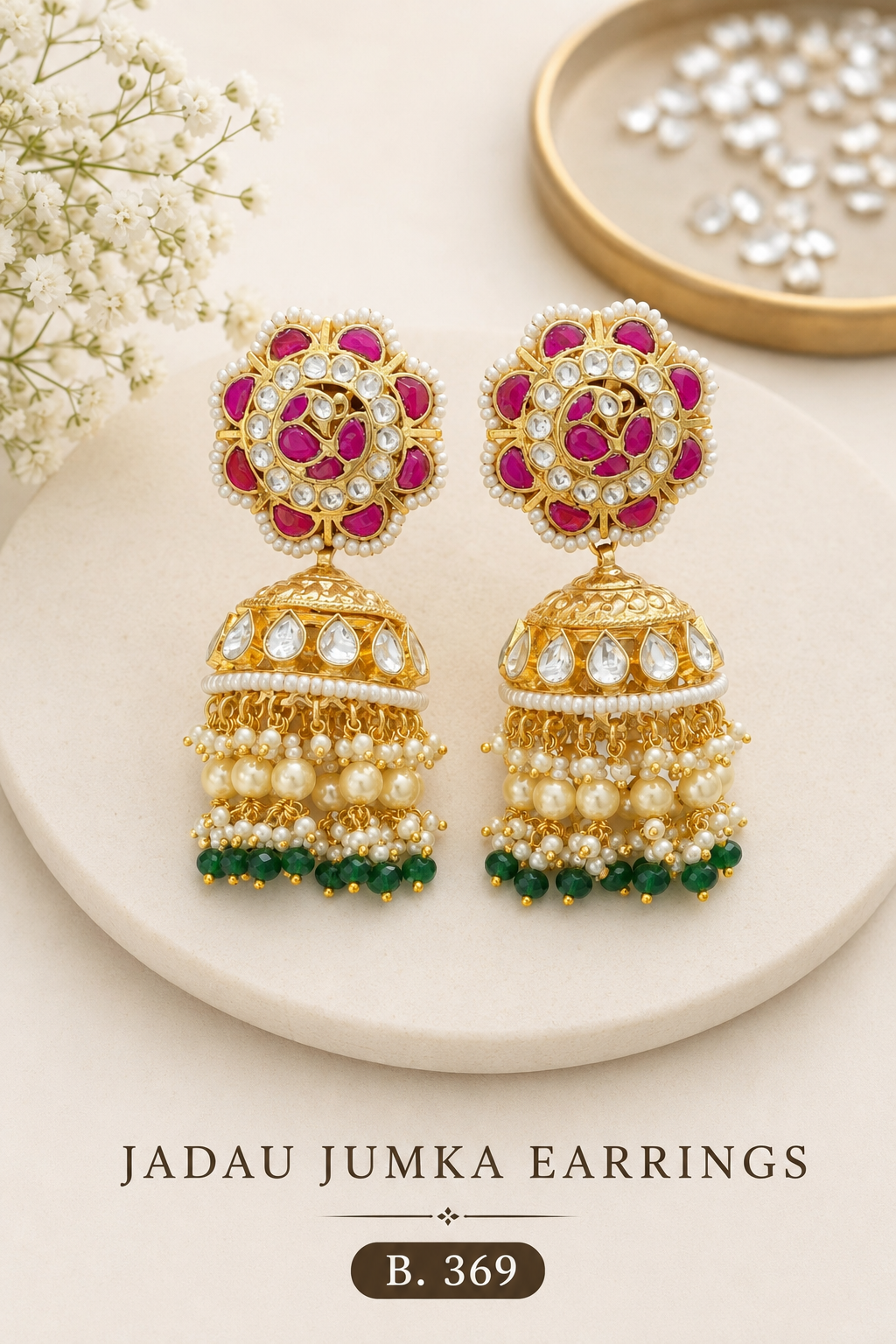 Pachi Kundan/ Jadau Jumkha Earrings