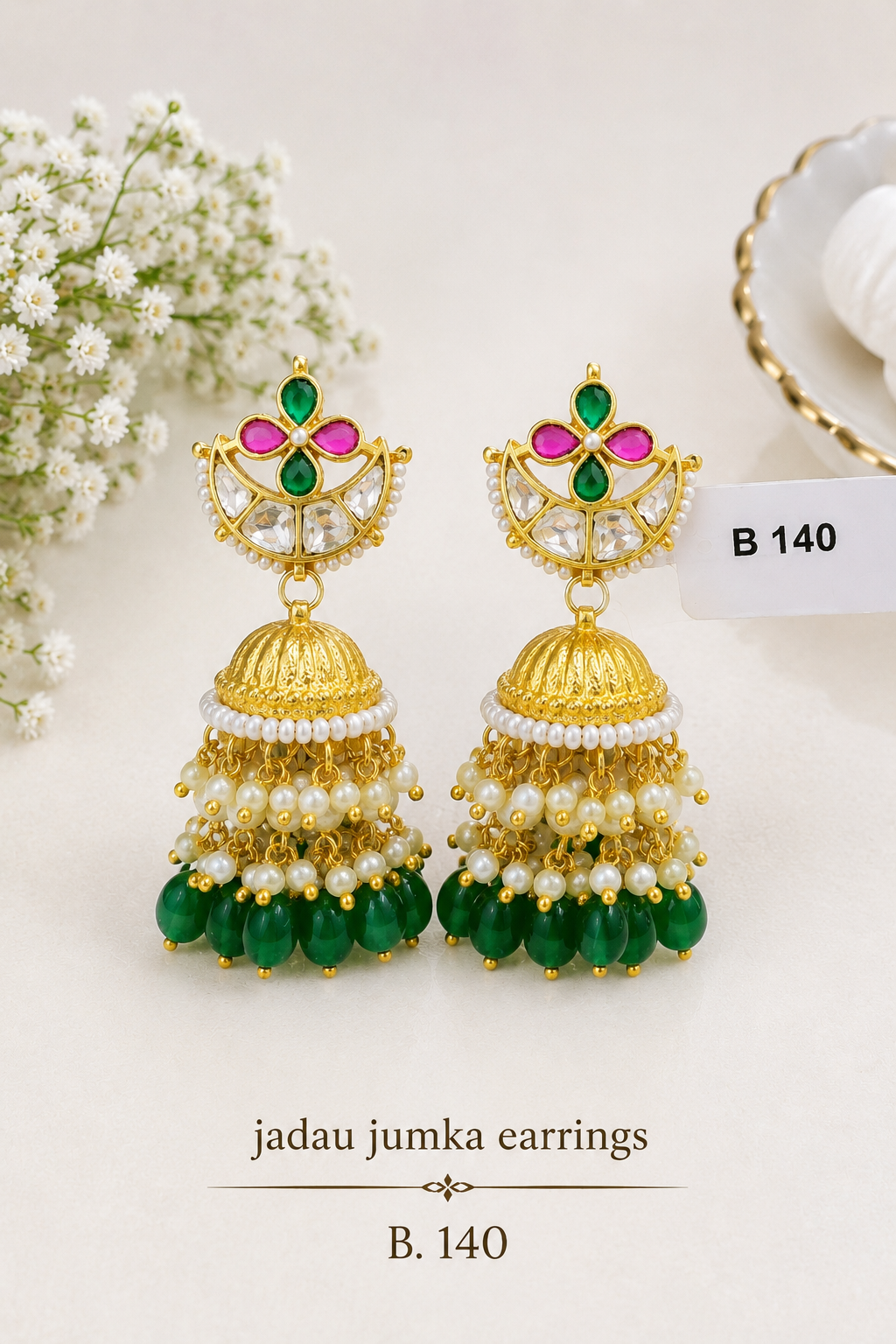 Pachi Kundan/ Jadau Jumkha Earrings